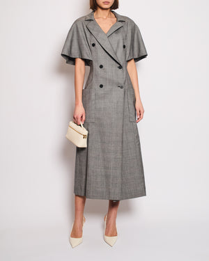 Louis Vuitton Grey Houndstooth Double Breasted Blazer Dress with Cape Sleeve Details FR 38 (UK 10)