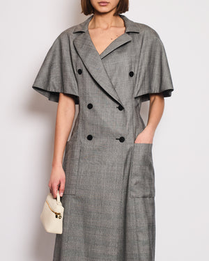 Louis Vuitton Grey Houndstooth Double Breasted Blazer Dress with Cape Sleeve Details FR 38 (UK 10)