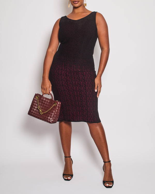 Prada Black and Burgundy Sleeveless Midi Dress Size IT 44 (UK 12)