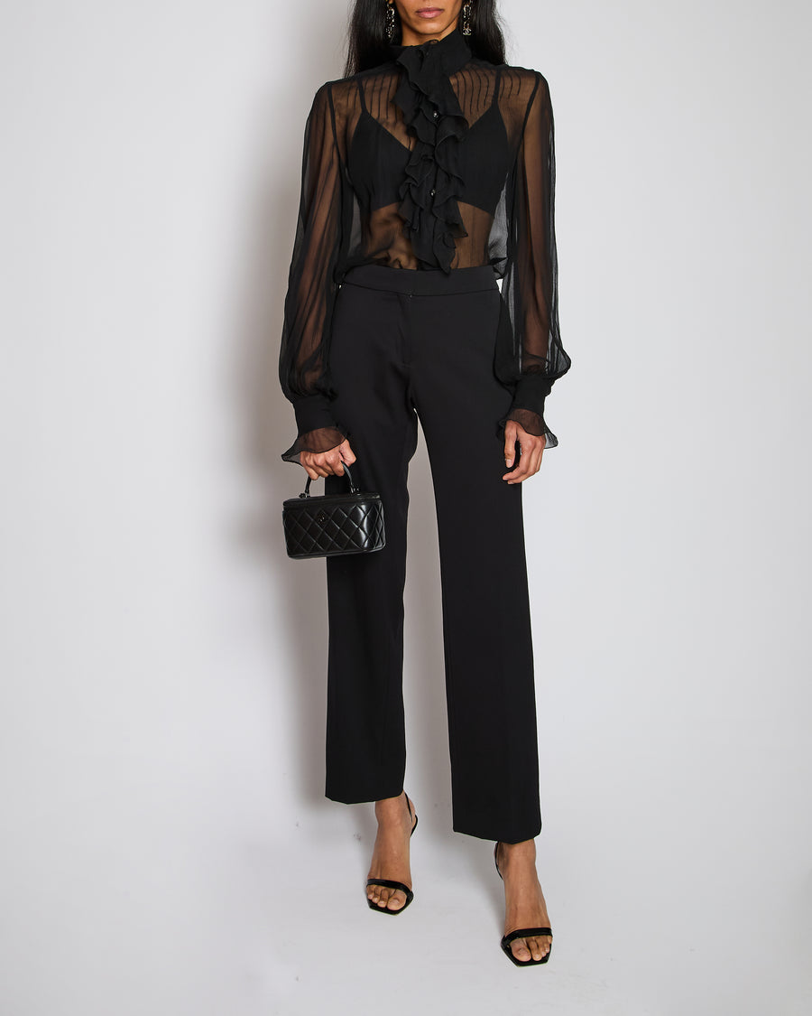 Tom Ford Black Tailored Trousers with Pleat Detail Size IT 42 (UK 10)