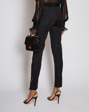 Versace Black Tailored Trousers with Gold Medusa Safety Pin Details Size IT 38 (UK 6)