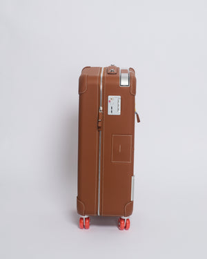 *HOT* Hermès Rolling Mobility Suitcase in Beige, Fauve, Orange and Bleu Canvas with Gold Clemence Leather Trim and Aluminium Hardware