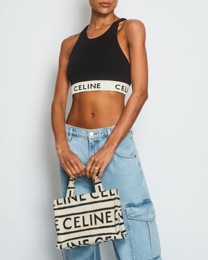 Celine Black Logo Cropped Vest Top Size Medium (UK 10)