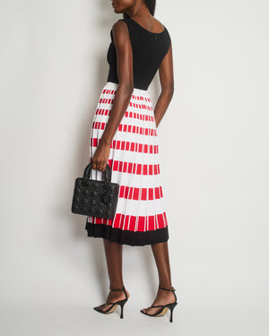 Fendi Black Red, White Block Colour Knitted Midi Dress With Pleats IT 42 (UK 10)