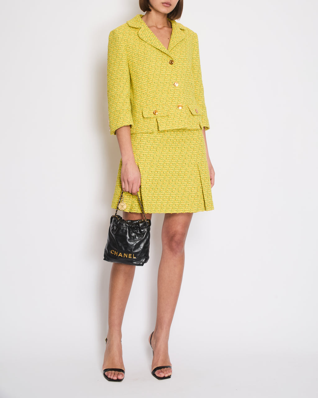 Gucci☆素敵!Yellow Tweed Web Knit MIDI Skirt Gucci☆素敵!Yellow Tweed Web Knit MIDI Skirt