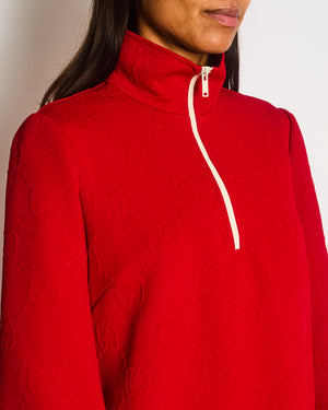 Gucci Red GG Logo-Embossed High-Neck Jersey Mini Dress Size M (UK 10) RRP £1,000