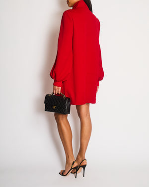 Gucci Red GG Logo-Embossed High-Neck Jersey Mini Dress Size M (UK 10) RRP £1,000