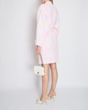Chanel Pastel Robe Coat with Belt & Multi-Coloured Chanel Logo Details Size FR 42 (UK 14)