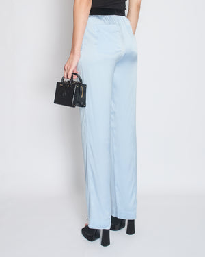 Tom Ford Blue Satin Silk Trousers with Velvet Elasticated Waist Size IT 38 (UK 6)