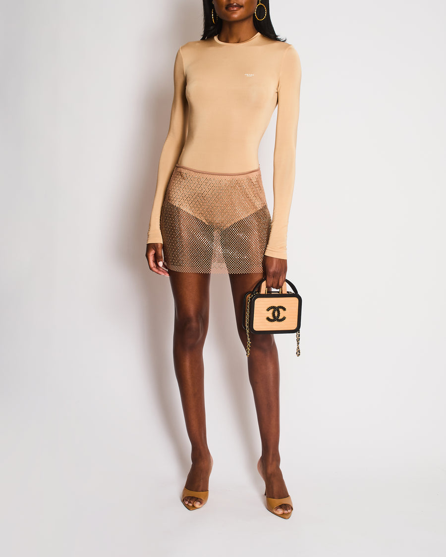 Skims Bronze Mini Skirt with Crystal Detail Size S (UK 8-10)