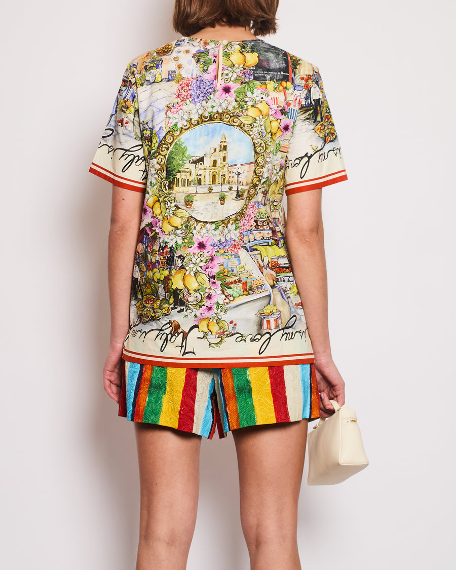 Dolce & Gabbana Yellow Firenze Sequin Embellished Top Size IT 40 (UK 8)