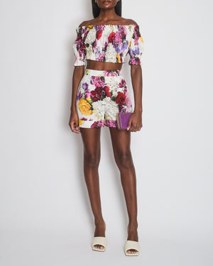 Dolce & Gabbana Purple Hydrangea Print Top with Matching Shorts Size IT 38/40 (UK 6/8)
