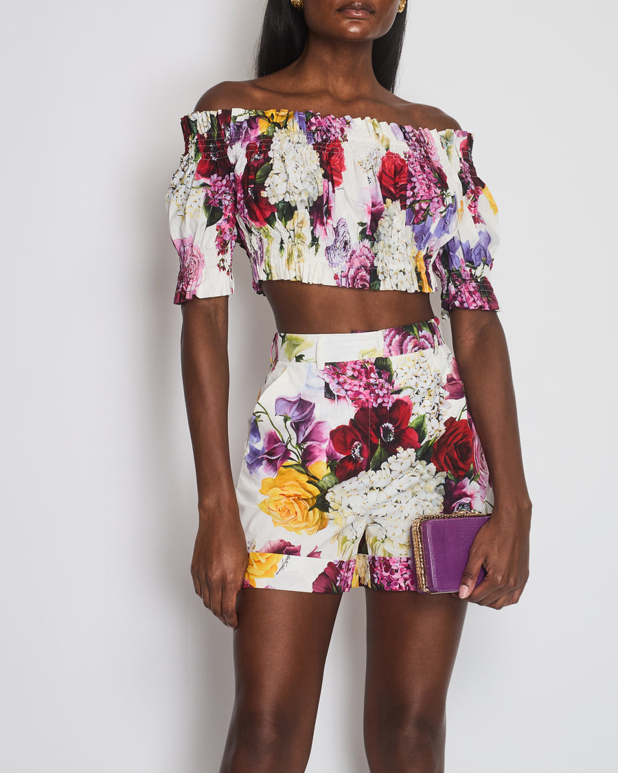 Dolce & Gabbana Purple Hydrangea Print Top with Matching Shorts Size IT 38/40 (UK 6/8)