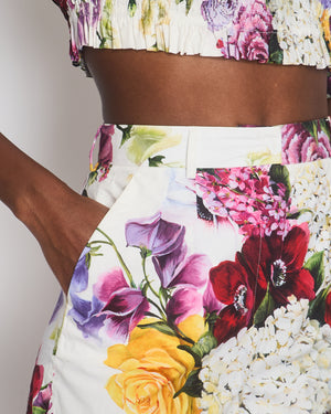 Dolce & Gabbana Purple Hydrangea Print Top with Matching Shorts Size IT 38/40 (UK 6/8)