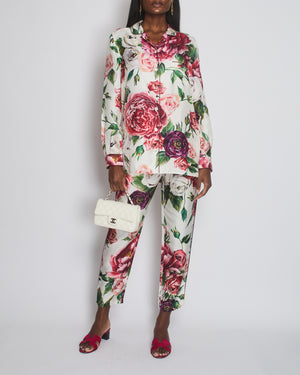 Dolce & Gabbana Red Floral Shirt with Matching Trouser Set Size IT 40/42 (UK 8/10)