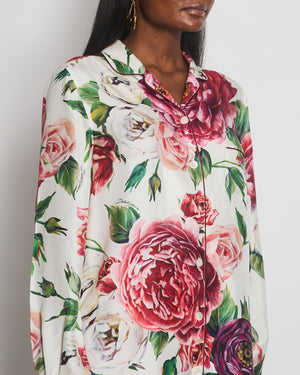 Dolce & Gabbana Red Floral Shirt with Matching Trouser Set Size IT 40/42 (UK 8/10)