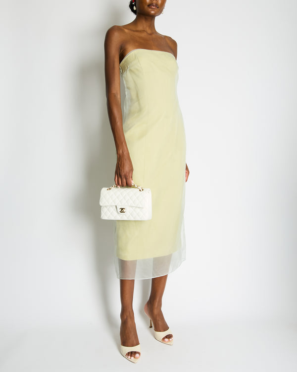 Gauge81 Light Green Silk Strapless Midi Dress Size IT 38 (UK 6)