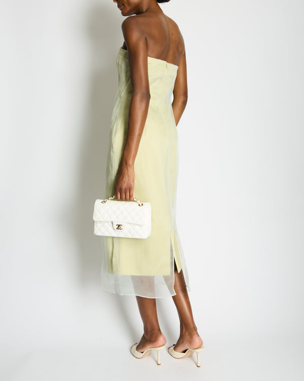 Gauge81 Light Green Silk Strapless Midi Dress Size IT 38 (UK 6)