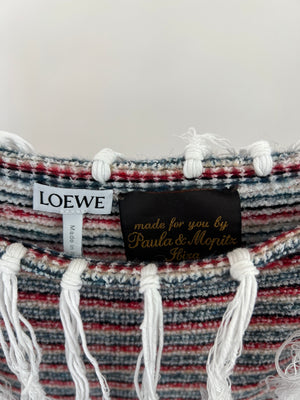 Loewe X Paula's Ibiza White, Red & Blue Striped Mini Dress with Tassel Detail Size S (UK 8)