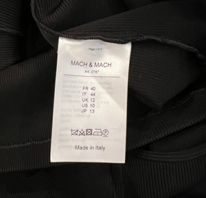 Mach & Mach Black Ribbed Mini Dress with Side Cut-Out and Crystal Embellishments Size FR 40 (UK 12) RRP £775