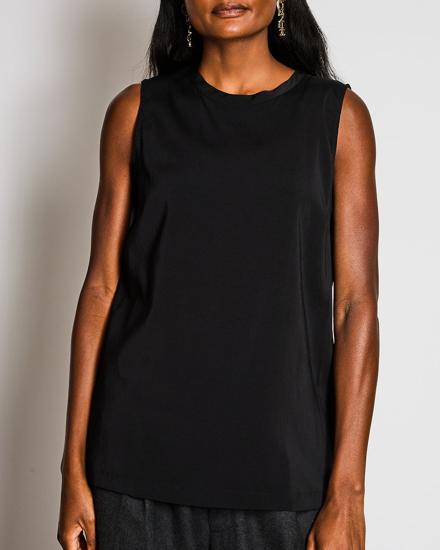 Brunello Cucinelli Black Silk Sleeveless Top Size XL (UK 14/16)
