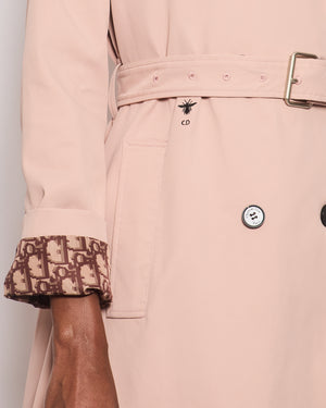 Christian Dior Light Pink Belted Trench Coat with Dior Oblique Lining Size FR 36 (UK 8)