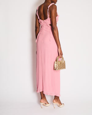 Acne Studios Pink Crinkled Chiffon Mini Dress With Cut Out & Frill Det –  Sellier