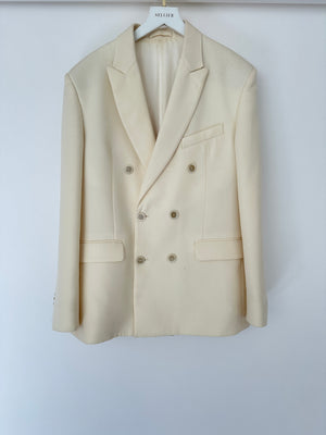 Wardrobe NYC Cream Double Breasted Blazer Jacket Size S (UK 8)