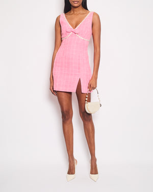 Self-Portrait Pink Tweed Mini Dress With Pearl Embellishment Details Size (UK 8)