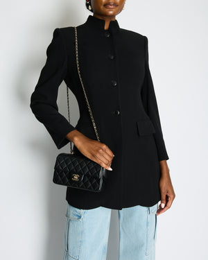 Hermes Black Blazer Jacket with Velvet Collar Detail Size FR 38 (UK 10)