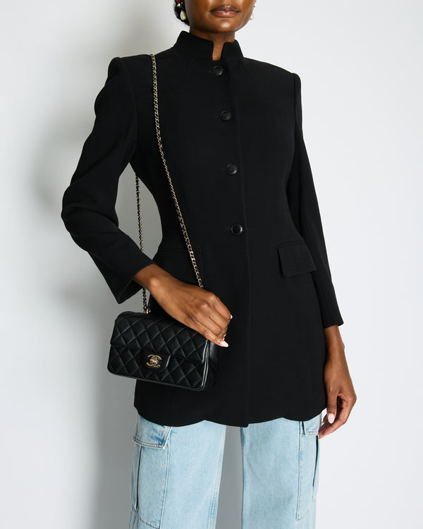 Hermes Black Blazer Jacket with Velvet Collar Detail Size FR 38 (UK 10)