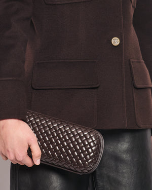 Chanel 98A Brown Cashmere Coat With Shoulder Pads and Pocket Details FR 42 (UK 14)