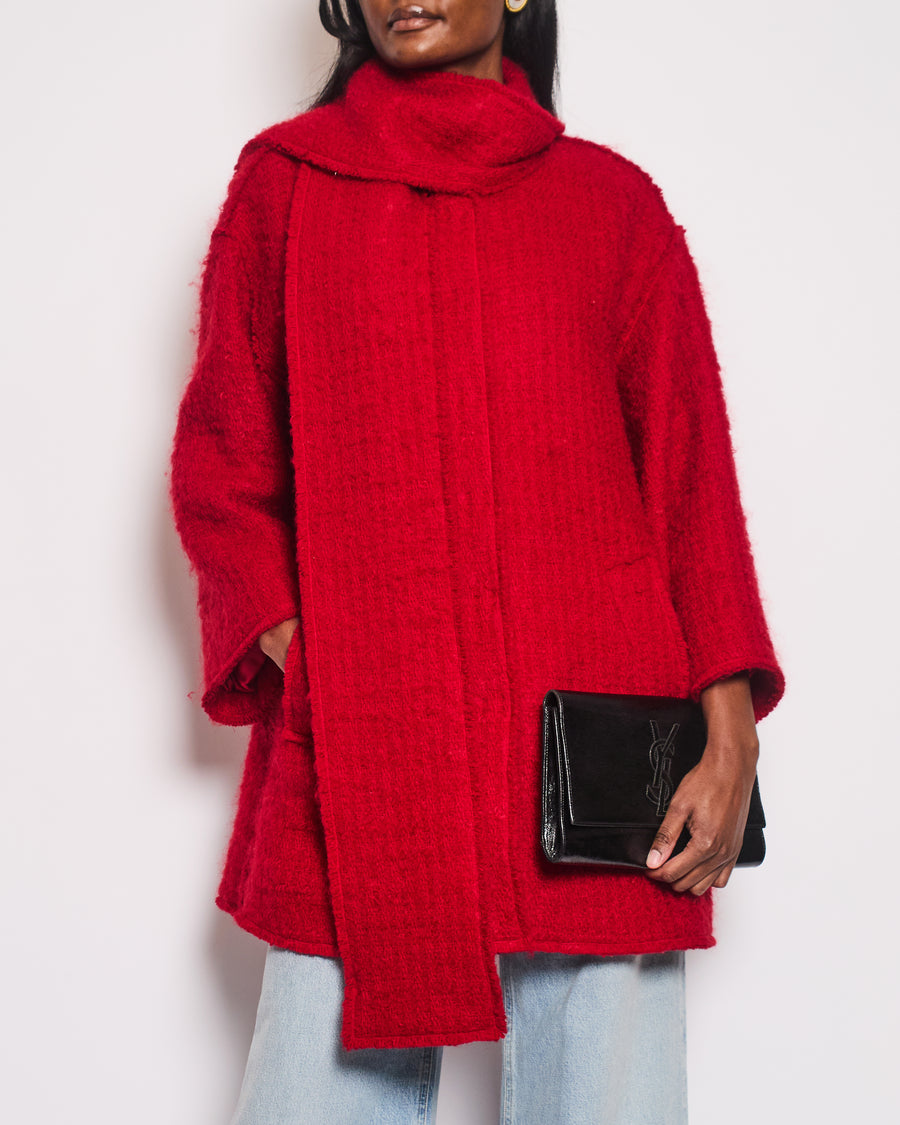 Dolce & Gabbana Red Wool Jacket with Scarf Detail Size IT 40 (UK 8)