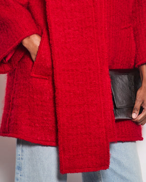 Dolce & Gabbana Red Wool Jacket with Scarf Detail Size IT 40 (UK 8)