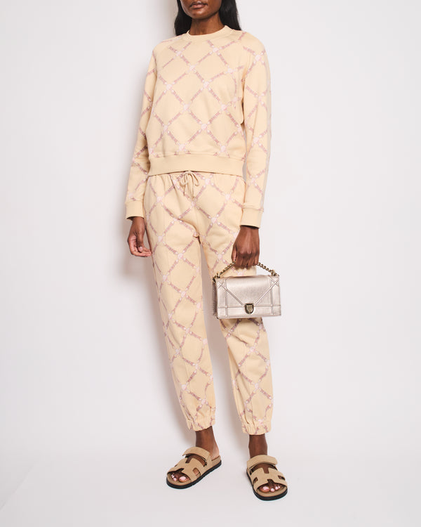 Hermès Beige and Pink 'Grand Tralala' Two-Piece Jumper and Jogger Set Size FR 40 (UK 12)
