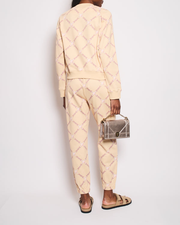 Hermès Beige and Pink 'Grand Tralala' Two-Piece Jumper and Jogger Set Size FR 40 (UK 12)