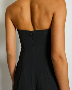 Saint Laurent Black Sleeveless Tulle Jumpsuit with Collar Ruffle Detail FR 36 (UK 8)