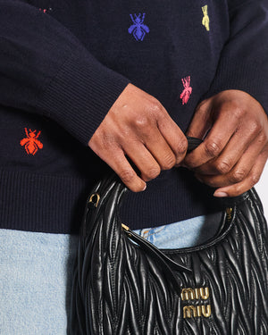 Gucci Navy Long Sleeve Jumper with Bees and Red Detail IT 40 (UK 8)