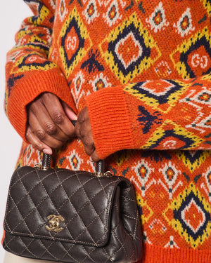 Gucci Orange High Neck Knitted Jumper with Bees and GG Logo Detail IT 42 (UK 10)