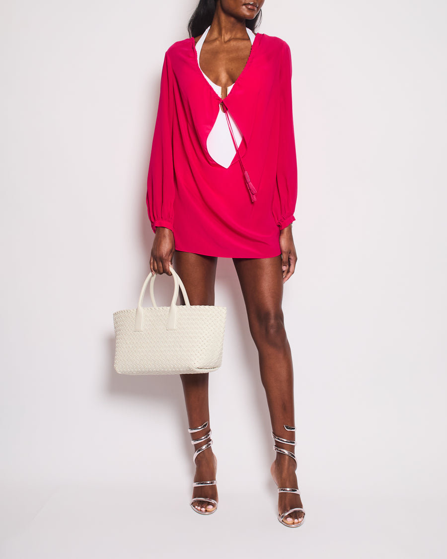 Saint Laurent Pink Silk Tunic Dress with Tassel Detail Size FR 42 (UK 14)