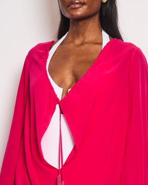 Saint Laurent Pink Silk Tunic Dress with Tassel Detail Size FR 42 (UK 14)