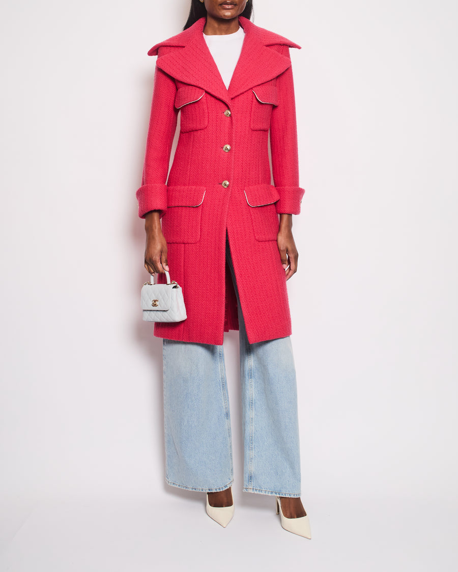 Chanel 20/S Pink Button Down Tweed Coat Size FR 36 (UK 8)