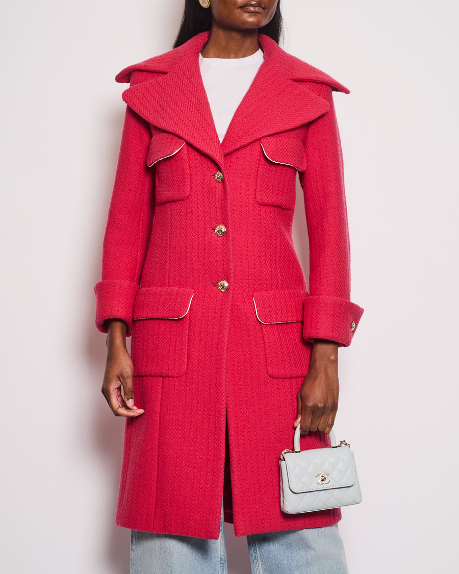 Chanel 20/S Pink Button Down Tweed Coat Size FR 36 (UK 8)
