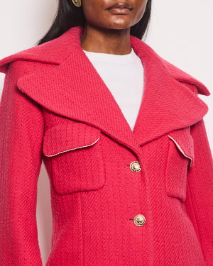 Chanel 20/S Pink Button Down Tweed Coat Size FR 36 (UK 8)