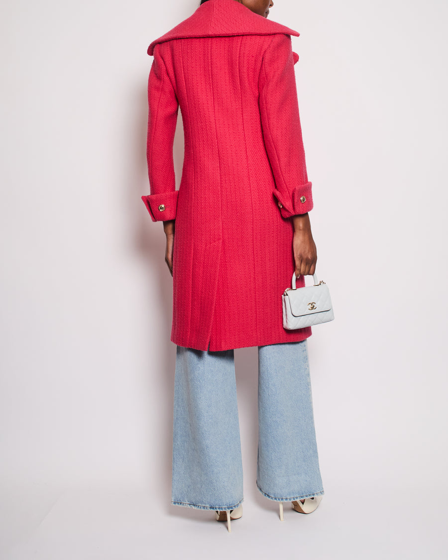 Chanel 20/S Pink Button Down Tweed Coat Size FR 36 (UK 8)
