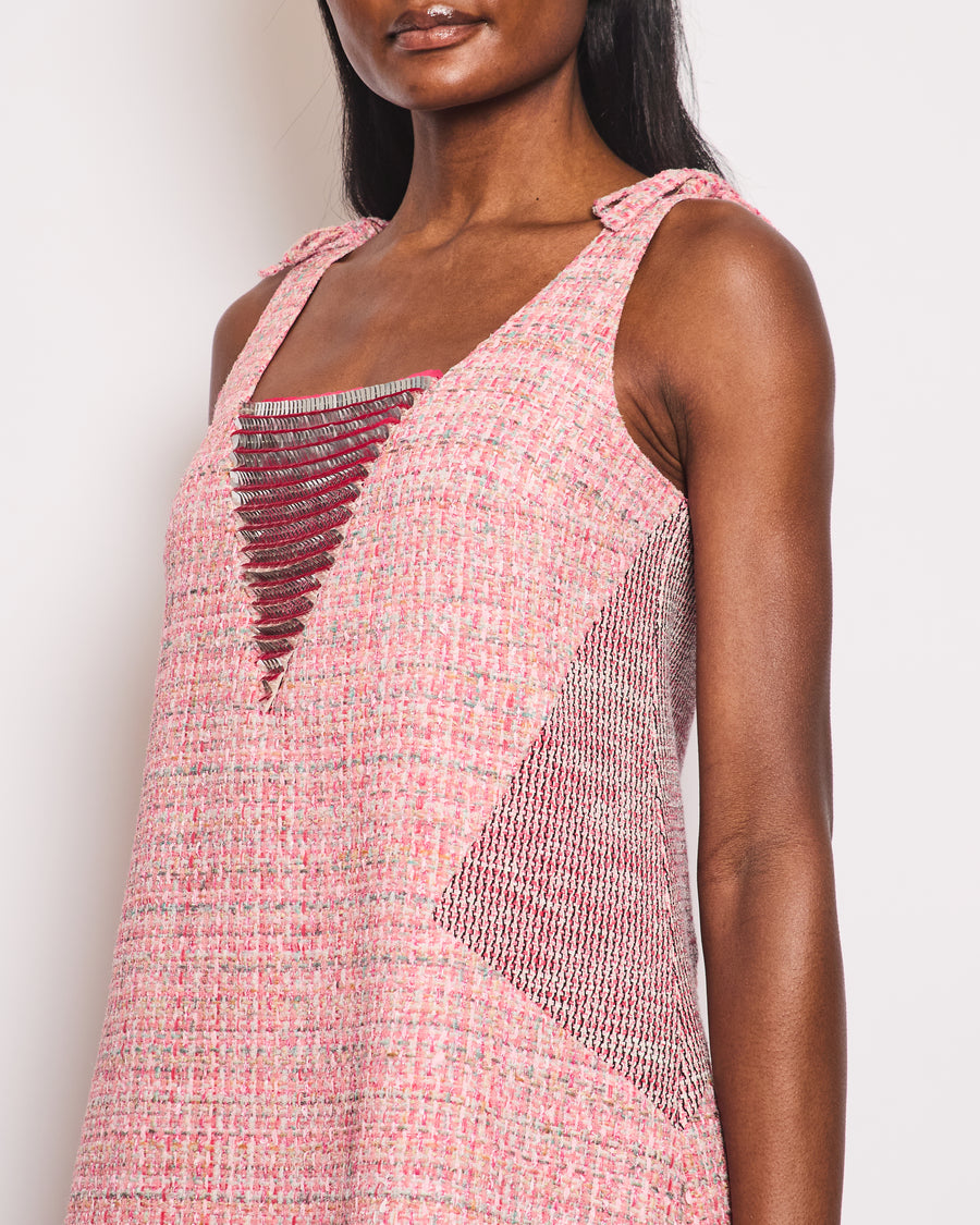 Chanel Pink Sleeveless Tweed Mini Dress with Sequin Embellishments Detail FR 38 (UK 10)