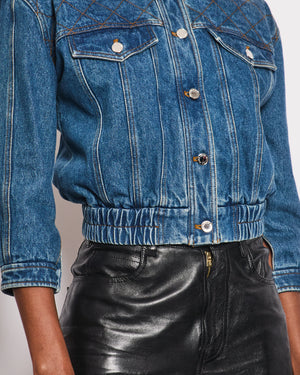 Louis Vuitton Denim Blue Jacket with Silver Logo Details Size FR 38 (UK 10)