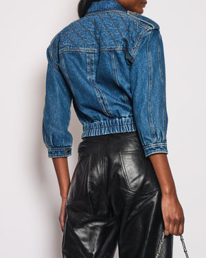 Louis Vuitton Denim Blue Jacket with Silver Logo Details Size FR 38 (UK 10)