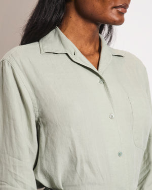 Loro Piana Sage Green Two-Piece Linen Shirt and Trousers Set Size IT 42 (UK 10)
