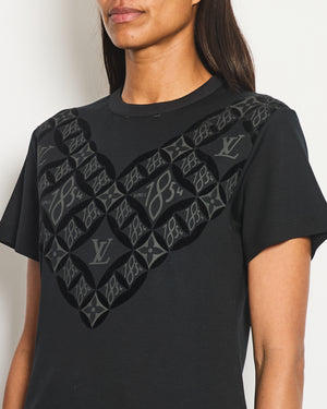 Louis Vuitton Black T-Shirt with Velvet Appliqué and Logo Details Size S (UK 8)